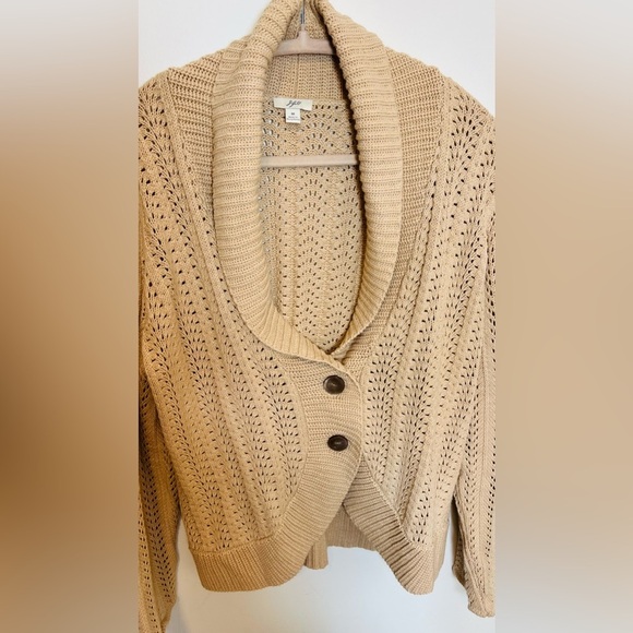J. Jill Cable Knit Button‎ Front Cardigan Sweater Shrug Size Medium Summer - Picture 5 of 9